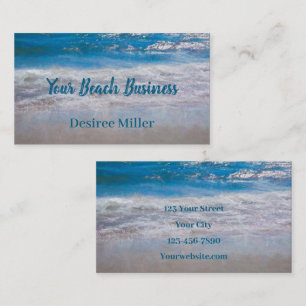 Carte De Visite Plage Bleu Côtier Océan Vagues Art Tropical