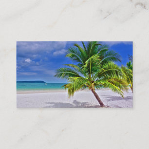 Carte De Visite Plage de l'île tropicale de Palm Tree