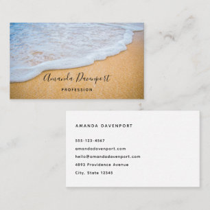 Carte De Visite Plage de sable avec Surf en mousse