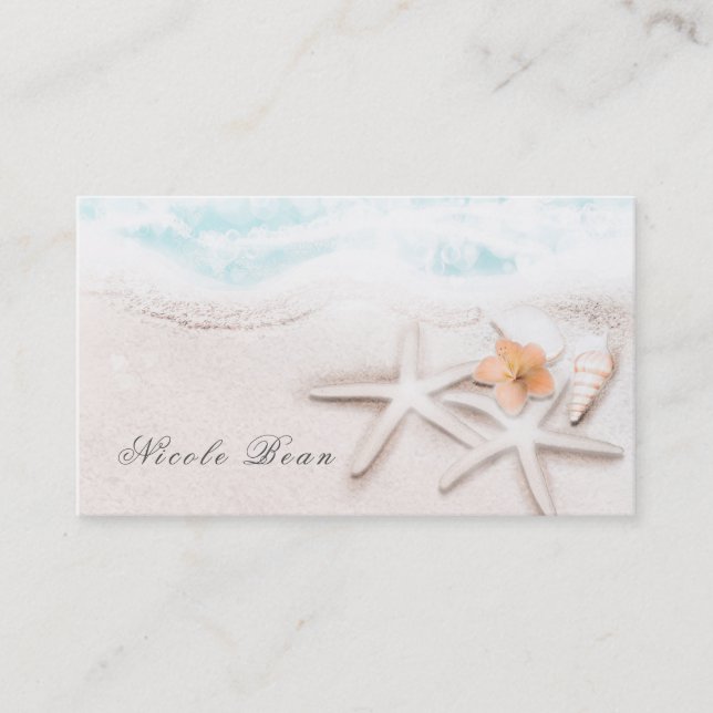 Carte De Visite Plage de sable blanc Starfish Bleu Océan Tropical (Devant)