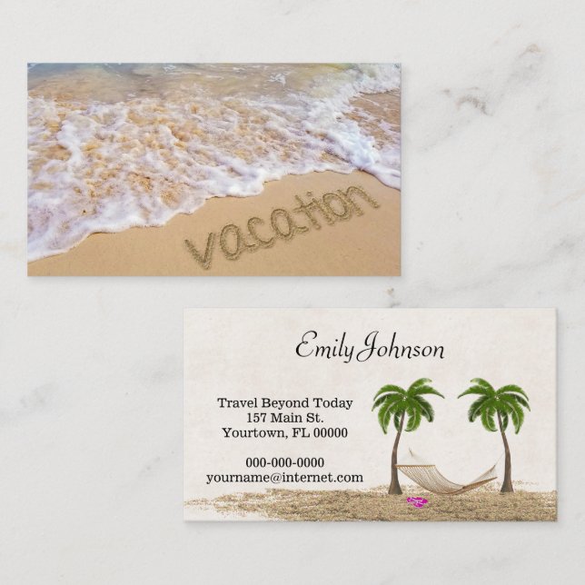 Carte De Visite Plage de vacances tropicale (Devant / Derrière)