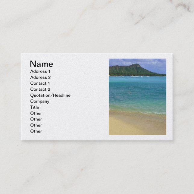 Carte De Visite Plage de Waikiki (Devant)