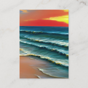 Carte De Visite Plage Déserte Réaliste Vagues de sable clair ensol