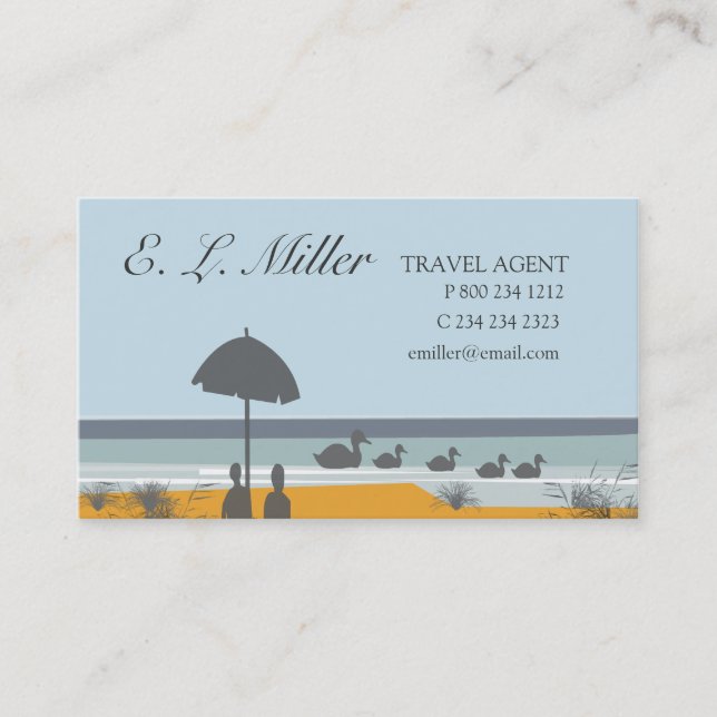 Carte De Visite Plage d'océan de vacances d'agent de voyage (Devant)