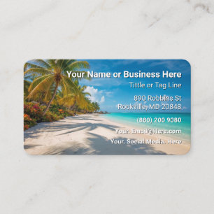Carte De Visite Plage et Palmiers Tropical