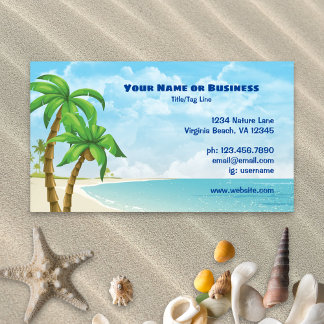 Carte De Visite Plage et palmiers tropical