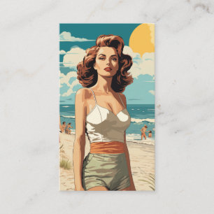 Carte De Visite Plage fille 1950