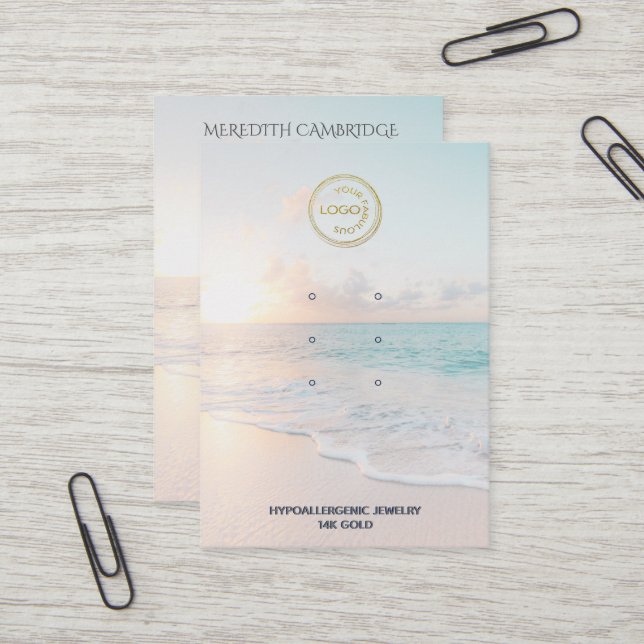 Carte De Visite Plage moderne 3 paires d'oreille étoffée (Devant/Arrière en situation)