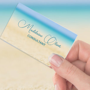Carte De Visite Plage Océan Bleu Côtier Moderne Chic