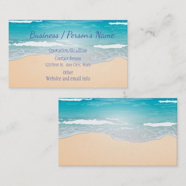 Carte De Visite Plage Ocean Sea Vacances sur mesure (Devant / Derrière)