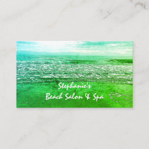 Carte De Visite Plage Océan Vert Artistique Abstrait coloré 2024