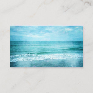 Carte De Visite Plage Retro - Océan côtier Couleur d'eau bleue Tur