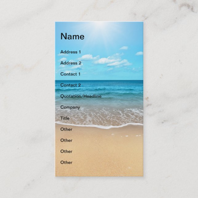 Carte De Visite Plage sablonneuse parfaite (Devant)