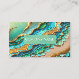 Carte De Visite Plage tropicale Aquamarine et Parties scintillant 