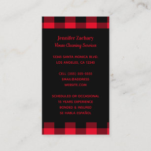 Carte De Visite Plaid de buffle rouge et noir brillant