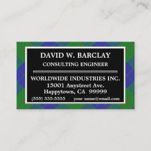 Carte De Visite Plaid de tartan écossais de chasse de Barclay de