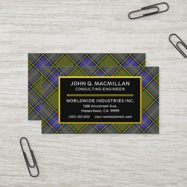 Carte De Visite Plaid de tartan écossais de chasse de MacMillan de (Devant/Arrière en situation)