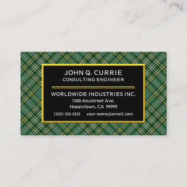 Carte De Visite Plaid de tartan écossais de Currie de clan (Devant)