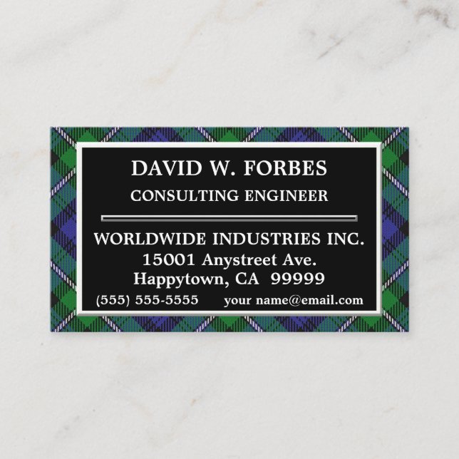 Carte De Visite Plaid de tartan écossais de Forbes de clan (Devant)
