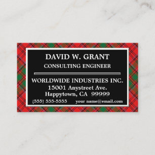 Carte De Visite Plaid de tartan écossais de Grant de clan