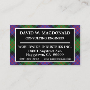 Carte De Visite Plaid de tartan écossais de MacDonald Donald de