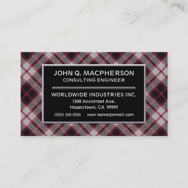 Carte De Visite Plaid de tartan écossais de MacPherson de clan (Devant)