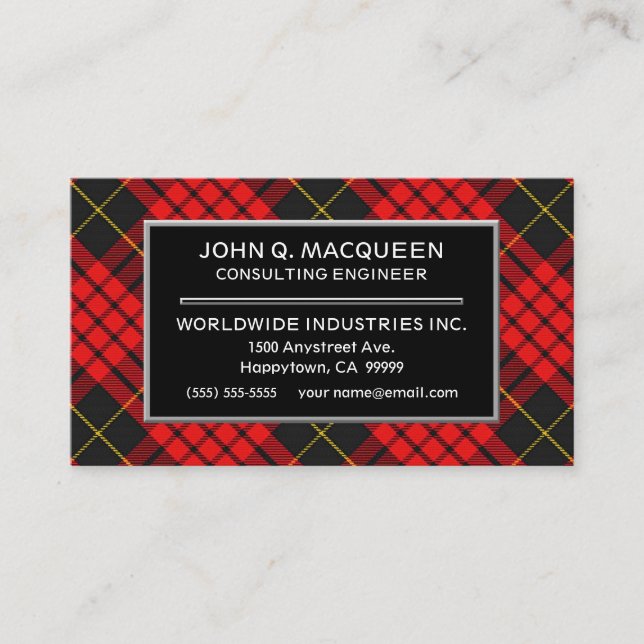 Carte De Visite Plaid de tartan écossais de MacQueen de clan (Devant)