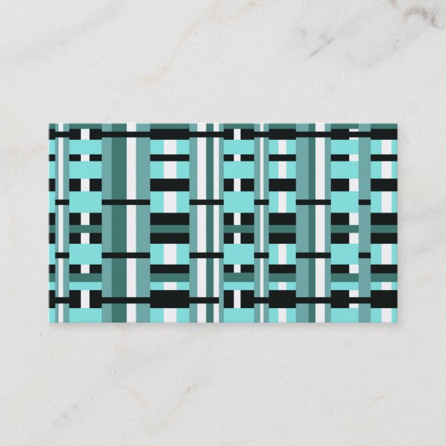 Carte De Visite Plaid en Aqua, Turquoise, noir & blanc (Devant)