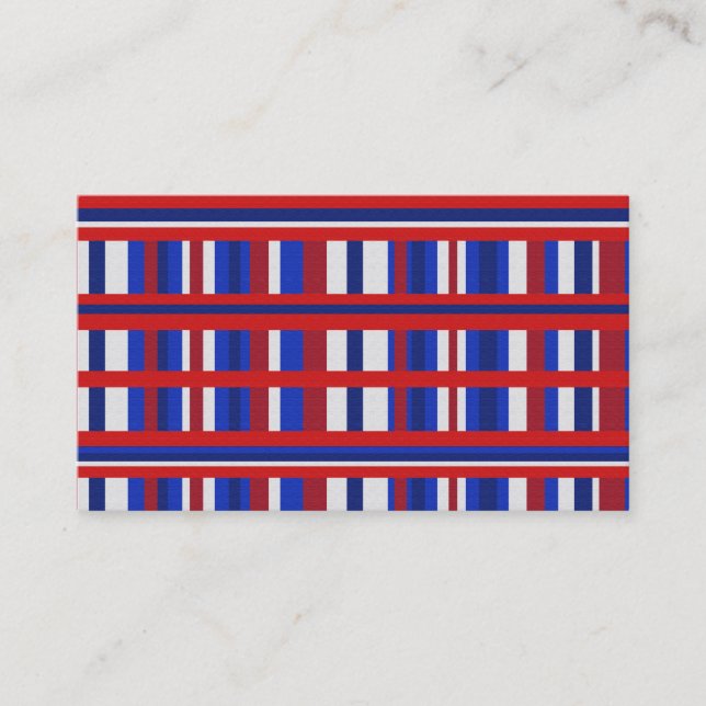 Carte De Visite Plaid en rouge, blanc et bleu (Devant)
