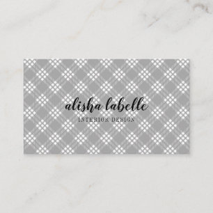Carte De Visite Plaid gris-clair chic et moderne