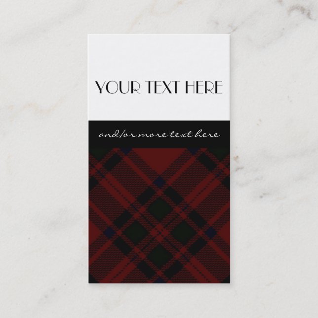 Carte De Visite Plaid noir et rouge (Devant)
