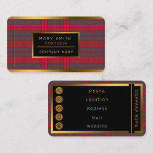 Carte De Visite Plaid Rouge traditionnel Tartan Collection moderne