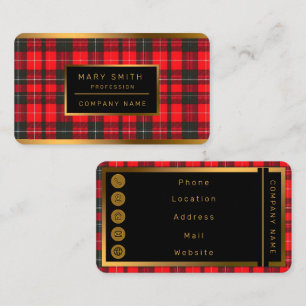 Carte De Visite Plaid Rouge traditionnel Tartan Collection tendanc