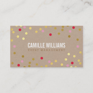Carte De Visite PLAIN BOLD MINIMAL confetti or rose rouge kraft