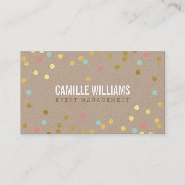 Carte De Visite PLAIN BOLD MINIMAL smart text confetti or kraft (Devant)