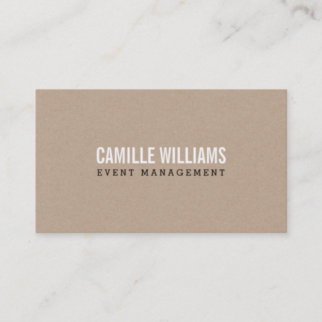 Carte De Visite PLAIN BOLD MINIMAL smart text naturel kraft (Devant)