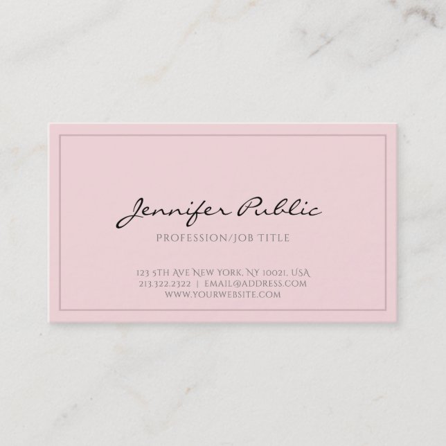 Carte De Visite Plaine chic moderne professionnelle propre rose (Devant)