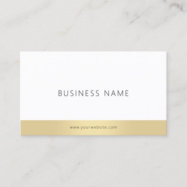 Carte De Visite Plaine de Modern Simple Elegant Gold White Company (Devant)