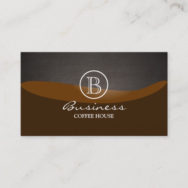 Carte De Visite Plaine de monogramme de vague de brun de café (Devant)