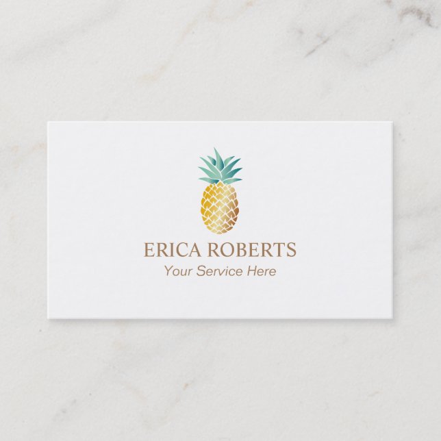 Carte De Visite Plaine élégante de logo d'ananas (Devant)