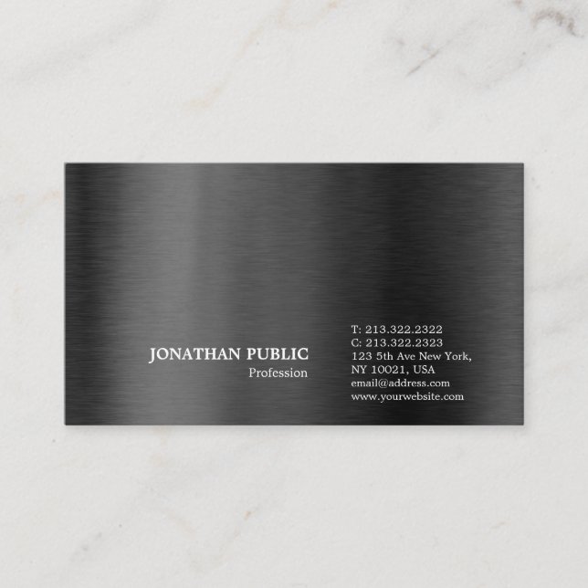 Carte De Visite Plaine grise noire professionnelle élégante (Devant)