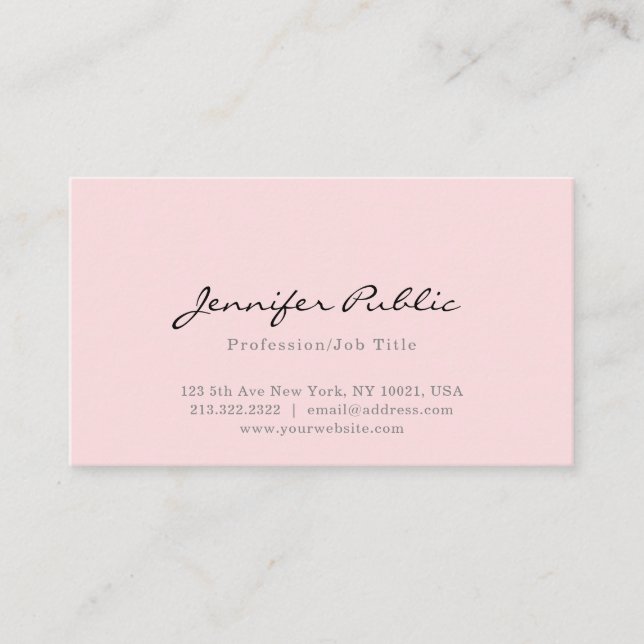 Carte De Visite Plaine moderne professionnelle simple rose (Devant)