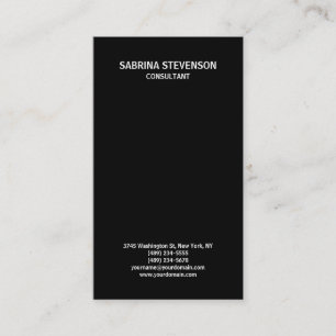Carte De Visite Plaine Noire tendance Simple minimaliste élégant