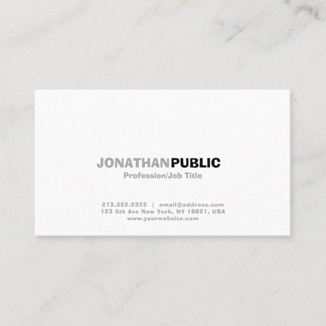 Carte De Visite Plaine simple blanche professionnelle moderne (Devant)