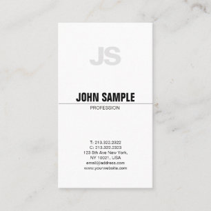 Carte De Visite Plaine simple de monogramme chic professionnel