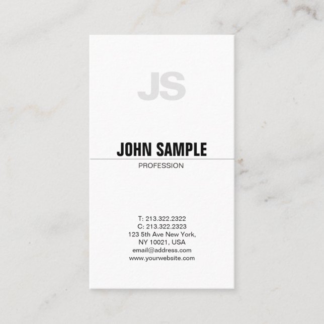 Carte De Visite Plaine simple de monogramme chic professionnel (Devant)