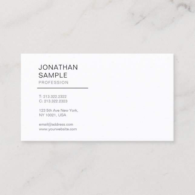 Carte De Visite Plaine simple élégante professionnelle de (Devant)