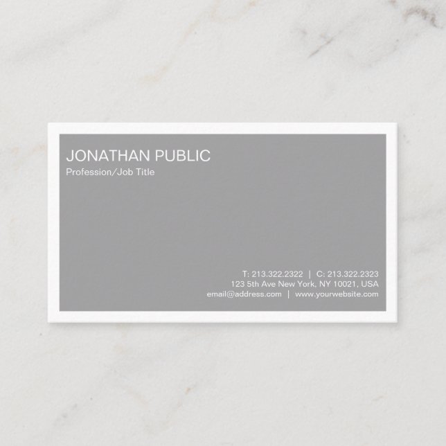 Carte De Visite Plaine simple grise élégante moderne (Devant)