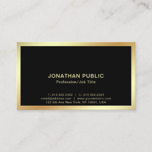 Carte De Visite Plaine sophistiquée d'or noir moderne
