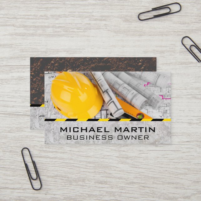 Carte De Visite Plan directeur | Hardhat | Construction (Devant/Arrière en situation)